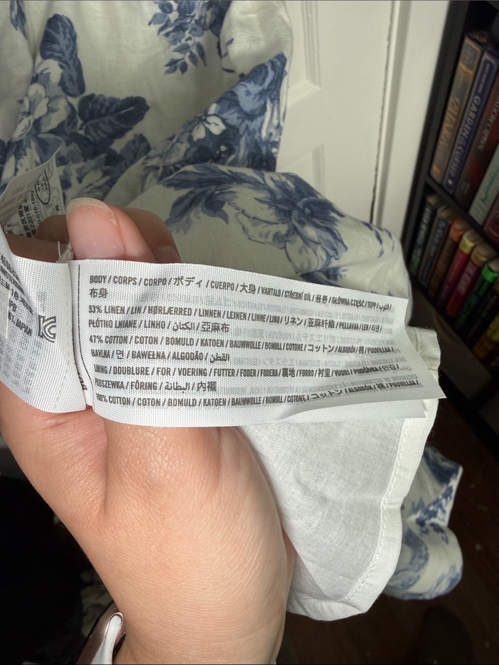 Abercrombie & Fitch Emerson Linen-Blend Wide Strap Midi Dress Blue&White Toile L - Picture 15 of 16